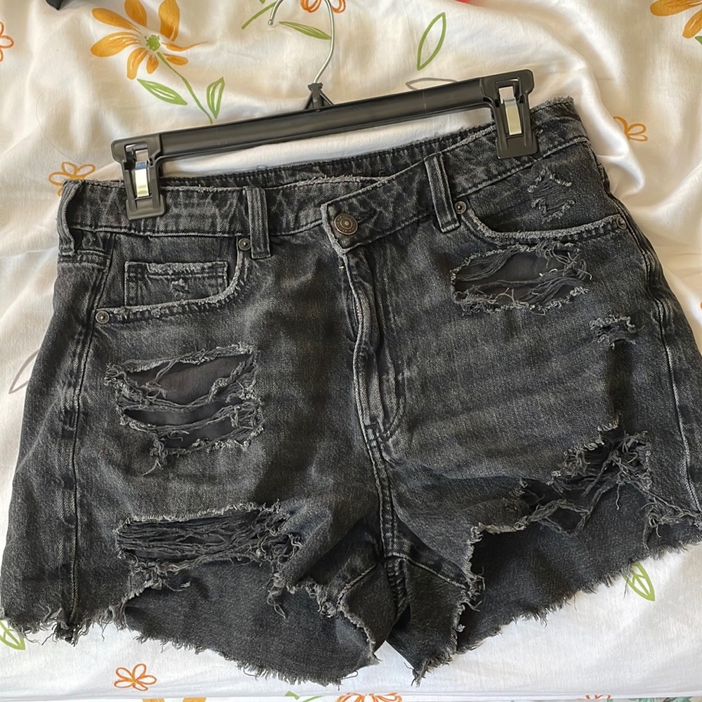 American Eagle Black Distressed Shorts